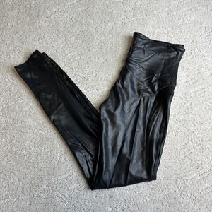 Women's‎ SPANX Large Black Faux Leather High Rise Tummy Control Leggings